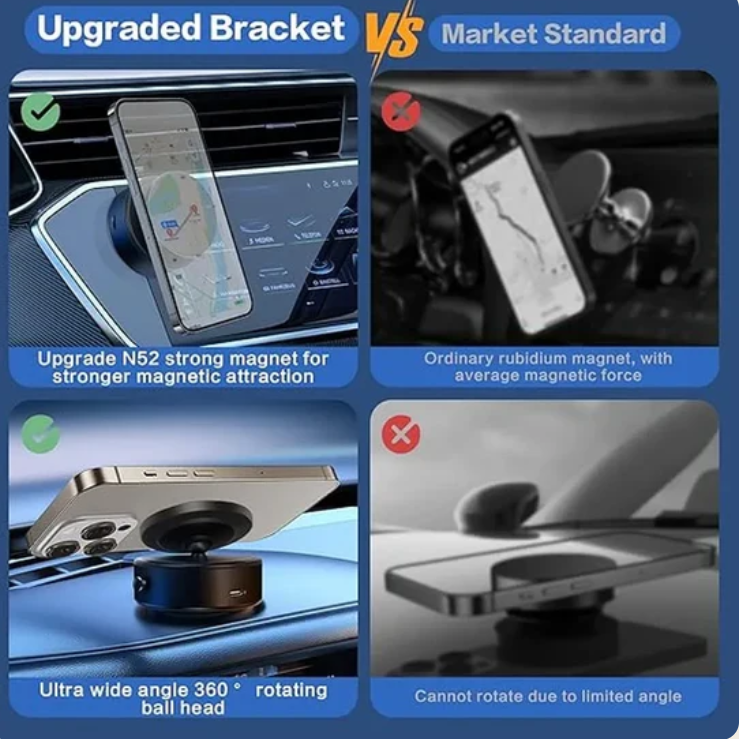 XT60-E 360° Wireless Fast Charging Car Mount | Hands-Free, Fully Charged