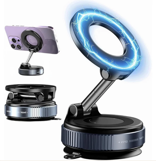 Vacuum Suction Magnetic Car Phone Holder | Lock-Tight Grip, Every Road
